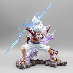 Bản Đẹp - Mô Hình OnePiece Luffy gear 5 tcầm sét chiến đấu - Cao 26cm - nặng 880gram - Phụ kiện đi kèm : 1 đảo đầu lâu trên mặt trăng có LED + 1 sét cầm tay , Figure OnePiece