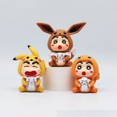 Mô Hình bộ 6 Shin cosplay pokemon - Cao 6.5 - 8.5cm - nặng 300gram - Figure Cậu Bé Bút Chì - bọc túi OPP - Hộp Màu - Hm32 n3-k40-t1-s3