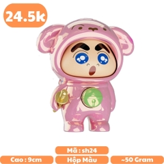 Móc Khoá mô hình shin đầu gấu màu hồng bóng - cao : 9cm - figure shin - Hộp Màu - K78-T4-S12