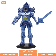 Mô Hình Titan Man Toilet Man áo xanh cầm kiếm nhân vật trong Skibidi Toilet - Cao 18cm - nặng 200Gram - Bọc túi OPP - No Box - K22-T2-S7