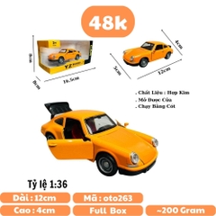 Mô Hình xe poscher cổ cam - tỉ lệ 1:36 Hợp kim có thể mở cửa - bánh sau chạy cót - Dài 12cm - rộng 5cm - cao 4cm - nặng : 200gram - FULL BOX : box màu - SKU : oto263 - N3-K9-T5-S1