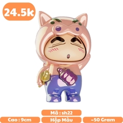 Móc Khoá mô hình shin đầu lợn màu nâu bóng - cao : 9cm - figure shin - Hộp Màu n5