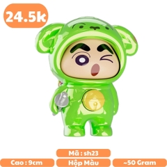 Móc Khoá mô hình shin đầu gấu màu xanh lá cây - cao : 9cm - figure shin - Hộp Màu n5