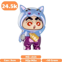 Móc Khoá mô hình shin đầu lợn màu xanh biển bóng - cao : 9cm - figure shin - Hộp Màu n5