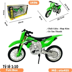 Mô Hình xe máy địa hình xanh lá cây 1:10 Hợp kim - Có tiếng - Dài 20.5cm - rộng 8cm - cao 10.5cm - nặng ~ 500gram - FULL BOX : box màu SKU : oto455 - K65-T5-S5