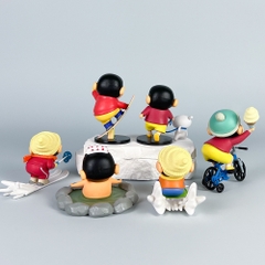 Hàng Cao Cấp - Mô Hình bộ 6 Shin bút chì trượt ván đạp xe - Cao 5.5-8.5cm - nặng 320gram - Figure Cậu Bé Bút Chì - bọc túi OPP - Hộp Màu - HM124 - N3-K44-T2-S2