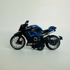 Mô Hình xe Motor Kaiser đen xanh tỉ lệ 1:12 Hợp kim có thể mở cửa - bánh sau chạy cót - Dài 14.5cm - cao 7cm - nặng 500gram - Figure Oto - FULL BOX : box màu - SKU : oto411 -  n3-k5-t2-s3