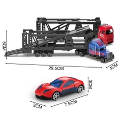 Mô Hình container chở xe hỗn hợp hợp kim , tỉ lệ 1:64 - Dài 29.5cm - rộng 4cm - cao 5cm- SKU : oto-QZ634-B - ( Vat : 003-01-50 ) - T4