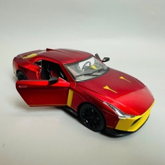 Mô Hình xe nissan đỏ họa tiết vàng tỉ lệ 1:24 Hợp kim có thể mở cửa - bánh sau chạy cót - Dài 20.5cm - rộng 9cm - cao 5.5cm - nặng : 800gram - FULL BOX : box màu SKU : oto314 - N3-K8-T3-S3