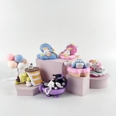 Mô hình kuromi bộ 6 kuromi nằm - cao 5.5-7.5cm - Nặng 300gram - Bọc Túi - Full box - Có hộp mù -  N3-K45-T2-S3