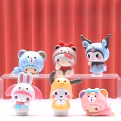 bộ 6 kuromi áo mưa siêu dễ thương , blind box - Cao 5-8cm - Nặng 363gram - Bọc túi - Hộp Màu - K31-T1-S8