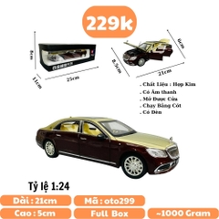 Mô Hình xe mẹc maybach nâu đồng tỉ lệ 1:24 Hợp kim có thể mở cửa - bánh sau chạy cót - Dài 21cm - rộng 9cm - cao 5cm - nặng : 1000gram - FULL BOX : box màu SKU : oto299 n3-k7-t2-s4