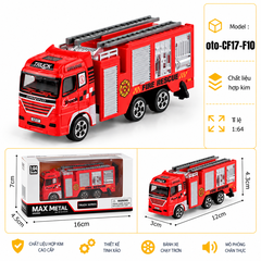 Mô Hình 3 Oto Cứu Hoả hợp kim , tỉ lệ 1:64 - Dài 12cm - rộng 3.5cm - cao 5cm- SKU : oto-CF17-F10 - ( Vat : 103-15-15 )