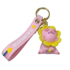 Móc khóa đầu lợn hoa vàng đầu có lò xo có thể xoay được đầu - dây dài 11cm mô hình cao 7cm - nặng : 50gram - SKU: moc209 - (Vat: MK001) - K77-T6-S6