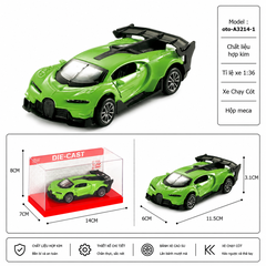 Mô Hình Xe oto bugati , tỉ lệ 1:36- Cao 3.1cm - Ngang 11.5cm - Hộp Meca . SKU : oto-A3214-1 ( VAT : 003-01-35 )