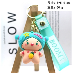 móc khóa búp bê nữ xanh - dây dài 11cm mô hình cao 5.5cm - nặng : 50gram - boc túi - no box