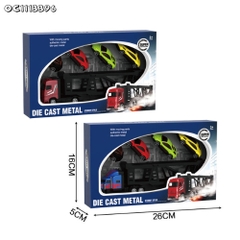 Mô Hình container chở xe hỗn hợp hợp kim , tỉ lệ 1:64 - Dài 29.5cm - rộng 4cm - cao 5cm- SKU : oto-QZ634-B - ( Vat : 003-01-50 ) - T4