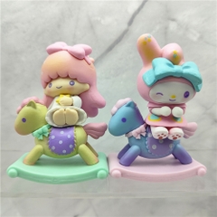 Mô hình kuromi bộ 6 kuromi cưỡi ngựa blind box - cao 9.5cm - Nặng 500gram - Bọc Túi - Hộp Màu - N3-K44-T2-S1