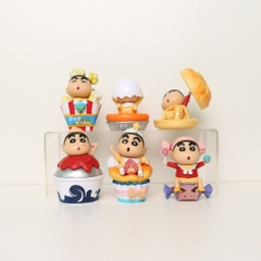 Mô Hình Bộ 6 nhân vật shin bút chì Bản B - Cao 7 - 9.5cm - nặng 300gram - Figure Cậu Bé Bút Chì - bọc túi OPP - Hộp Màu - Hm9 - N3-K34_T1-S1