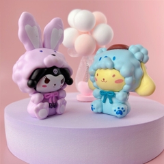Mô hình kuromi Bộ 6 Melody Gemini Pudding Dog Cinnamon Dog Kuromi - cao 6 - 8.5cm - Nặng 100gram - Hộp Màu - N3-K37-T1-S2