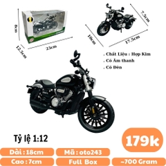 Mô Hình xe máy đen 1:12 Hợp kim - Có tiếng - đèn pha sáng - Dài 17.5cm - rộng 10cm - cao 7.5cm - nặng ~ 700gram - FULL BOX : box màu SKU : oto243 - N3-K2-T2-S4