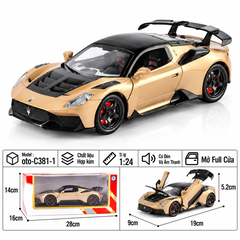 Xe thể thao tỉ lệ 1:24 - chất liệu bằng hợp kim - Có đèn và âm thanh Tính năng mở full cửa - SKU : oto-C381-1 ( VAT : 103-01-170 )