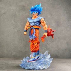 Mô hình DragonBall SonGoku tóc xanh đỏ dáng đứng có base - Cao 33cm -nặng 1500gram - Dragon Ball - Hộp Carton