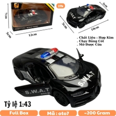 Mô Hình xe police  Bugatti Chiron tỉ lệ 1:43 Hợp kim có thể mở cửa - bánh sau chạy cót - Dài 10cm - cao 3cm - nặng 200gram - Figure Oto - FULL BOX : box màu - SKU : oto7 số 10
