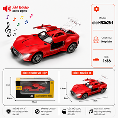 Xe thể thao nhiều kiểu dáng ( Có Đèn , Có Nhạc ) . Chất liệu hợp kim , tỉ lệ 1:36 - SKU : oto-HN3625-1 - ( VAT : 103-01-35 )