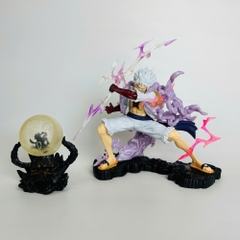 Mô Hình OnePiece Luffy gear 5 tcầm sét chiến đấu  - Cao 20cm - nặng 880gram - Phụ kiện đi kèm : 1 đảo đầu lâu trên mặt trăng có LED + 1 sét cầm tay , Figure OnePiece - Hộp Màu - N4-K5