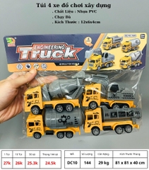 Đồ Chơi Trẻ Em Túi 4 xe xây dựng - Dài 12.5cm - nặng 180gram - 1 Túi Có 4 Xe - Bọc Túi - SKU : DC10