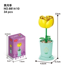 Combo 2 Bộ lắp ghép Chậu hoa theo 12 con giáp 34pcs- Hoa Hồng Vàng- Tuổi Dậu. SKU: LG-8814-10 (VAT 001-C2-11) - K113-T1-S10