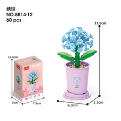 Combo 2 Bộ lắp ghép Chậu hoa theo 12 con giáp 60pcs-Hoa Cẩm Tú Cầu- Tuổi Hợi. SKU: LG-8814-12 (VAT 001-C2-11) - K113-T1-S12