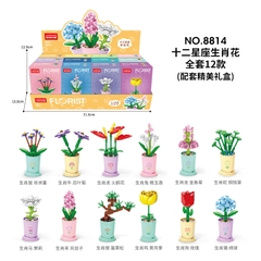 Combo 2 Bộ lắp ghép Chậu hoa theo 12 con giáp 56pcs- Hoa Lục Bình- Tuổi Mùi. SKU: LG-8814-8 (VAT 001-C2-11) - K113-T1-S8