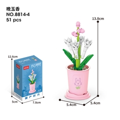 Combo 2 Bộ lắp ghép Chậu hoa theo 12 con giáp 51pcs- Hoa Huệ- Tuổi Thỏ. SKU: LG-8814-4 (VAT 001-C2-11) - K113-T1-S4