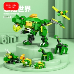 Đồ Chơi Lắp Ghép Lego Khủng Long Xanh (6 IN 1) - 138 hạt - Full Box - Sku : LG-8970-2 ( VAT 001-16-11 ) K116-T1-S6