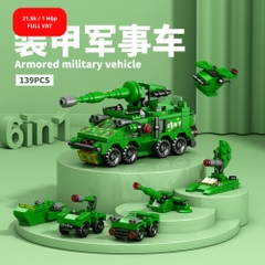 Đồ Chơi Lắp Ghép Lego Xe Tăng Xanh (6 IN 1) - 139 hạt - Full Box - Sku : LG-8970-8 ( VAT 001-22-11 ) K116-T1-S12