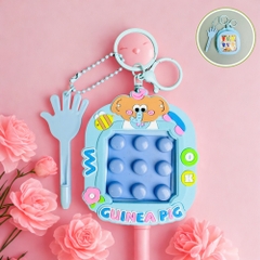 Móc Khóa bấm nút bàn tay màu xanh dương voi nâu - Cao : 9.5cm , Rộng 8cm - Nặng 50gram - SKU : moc285b -  K75-T6-S12