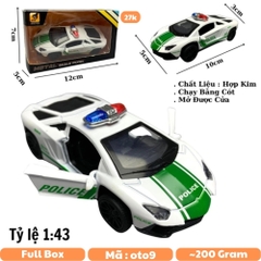 Mô Hình xe police Lamborghini Huracan Trắng tỉ lệ 1:43 Hợp kim có thể mở cửa - bánh sau chạy cót - Dài 10cm - cao 3cm - nặng 200gram - Figure Oto - FULL BOX : box màu - SKU : oto9 số13