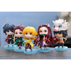 Mô hình đồ chơi -Combo 5 em figure Tanjirou , Nezuko , Zenitsu , Inosuke , Giyuu - Kimetsu No Yaiba - No Box