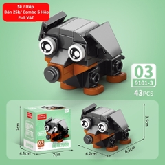 Combo 5 Bộ Lắp Ghép Mô Hình Động Vật 43pcs. SKU: LG-9101-3 ( VAT 001-C5-11 ) K135-T1-S3