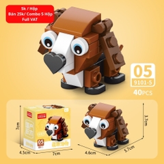 Combo 5 Bộ Lắp Ghép Mô Hình Động Vật 40pcs. SKU: LG-9101-5 ( VAT 001-C5-11 ) K135-T1-S5