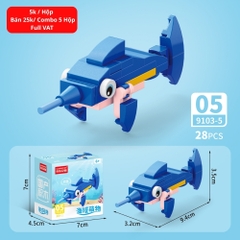 Combo 5 Bộ Lắp Ghép Mô Hình Động Vật Dưới Biển 28pcs. SKU: LG-9103-5 ( VAT 001-C5-11 )K135-T3-S5