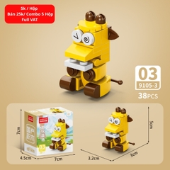 Combo 5 Bộ Lắp Ghép Mô Hình Động Vật 38pcs. SKU: LG-9105-3 ( VAT 001-C5-11 ) K133-T2-S3