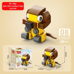 Combo 5 Bộ Lắp Ghép Mô Hình Động Vật 39pcs. SKU: LG-9105-8 ( VAT 001-C5-11 )K133-T2-S8
