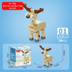 Combo 5 Bộ Lắp Ghép Mô Hình Động Vật 34pcs. SKU: LG-9108-1 ( VAT 001-C5-11 ) - K136-T3-S1