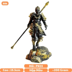 Mô Hình Tôn Ngộ Không vàng đen dáng đứng - Cao 19.5cm - nặng 200gram - Phụ kiện : đế + gậy -  Figure Wukong -  No box