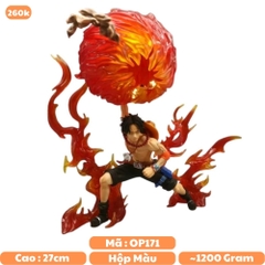 Mô Hình OnePiece Portgas D. ACE nâng cầu - Cao 27cm - nặng 1kg2 - Phụ Kiện : LED , Figure OnePiece - có hộp màu - K21-T4-S12