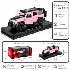 Mô Hình Xe Mẹc g63 gồm nhiều kiểu dáng tỉ lệ 1:43 . Chất liệu Hợp kim - FULL BOX : box màu SKU : oto-D4305 - (VAT: 003-01-35)