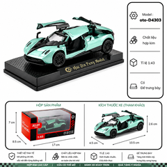 Mô Hình Xe Pagani Huayra nhiều màu sắc tỉ lệ 1:43 chất liệu Hợp kim  - FULL BOX : box màu SKU : oto-D4303 - (VAT: 003-01-35)
